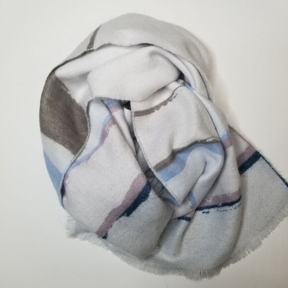 Multi Color Water Color Striped Fringe Soft Scarf - Picture 2 of 6